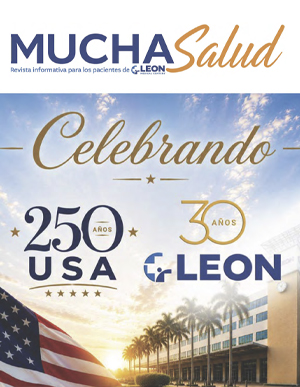 Cover of the Winter 2025 - MuchaSalud magazine, there are two older couple talking and a beach in the background